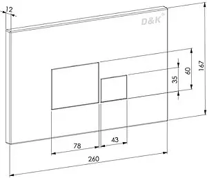 Клавиша смыва для унитаза D&K Quadro DB1519002 хром матовый, 2