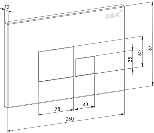 Клавиша смыва для унитаза D&amp;K Quadro DB1519016 белый глянцевый