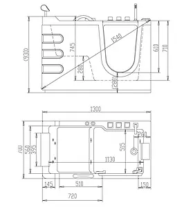 Ванна акриловая с гидромассажем Abber 130x70 R AB9000 B R Ванна акриловая с гидромассажем Abber 130x70 R AB9000 B R, 3