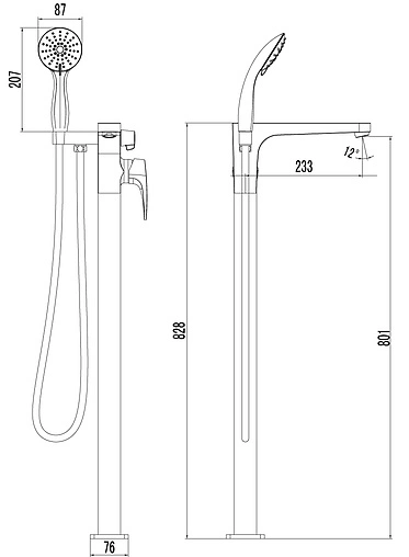 Смеситель для ванны напольный Lemark Shift хром LM4344C