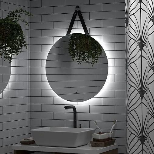 Зеркало с подсветкой Continent Glamour Led 80x90 с часами белый ЗЛП606