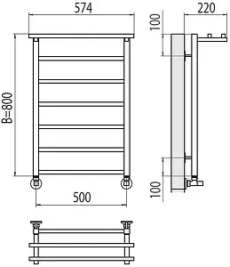 Полотенцесушитель водяной лесенка Terminus Контур с/п П7 500х800 полированная сталь 4670078529718, 2