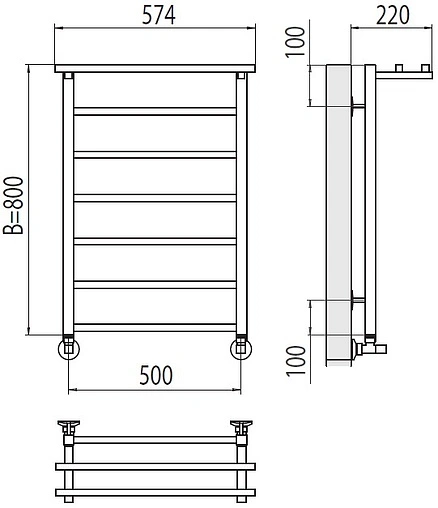 Полотенцесушитель водяной лесенка Terminus Контур с/п П7 500х800 полированная сталь 4670078529718