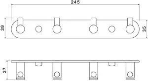 Планка с 4-мя крючками Aquatek Европа чёрный матовый AQ4123MB Планка с 4-мя крючками Aquatek Европа чёрный матовый AQ4123MB, 2