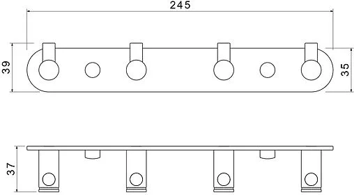 Планка с 4-мя крючками Aquatek Европа чёрный матовый AQ4123MB