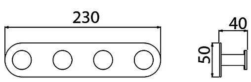 Планка с 4-мя крючками Timo Saona чёрный матовый 13015/03