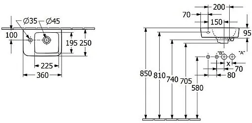 Раковина Villeroy&amp;Boch O'Novo 36 белый 43423601