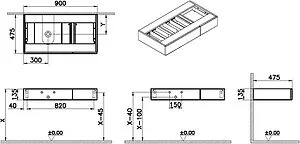 Тумба-умывальник подвесная VitrA Origin 90 L тёмный вяз 65674+, 2