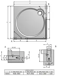 Душевое ограждение 1000x1000мм прозрачное стекло Roltechnik Lega Lift Line LZDO1+LZDO1/1000*1000 226-1000000-00-02+226-1000000-00-02, 2