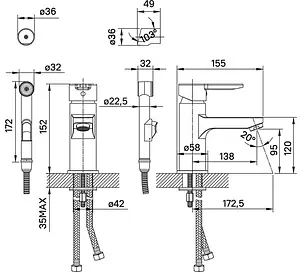 Смеситель для раковины с гигиеническим душем IDDIS Sena хром SENSB00i08 Смеситель для раковины с гигиеническим душем IDDIS Sena хром SENSB00i08, 2