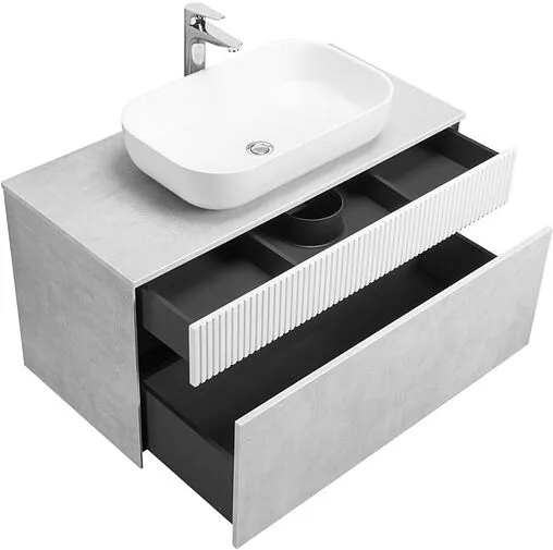 Тумба-умывальник подвесная Aquaton Марбл 100 слэйт/белый матовый 1A2763K4MH4C0