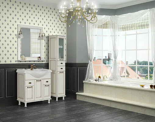 Шкаф-пенал напольный Aquaton Жерона 35 R белое золото 1A158903GEM4R