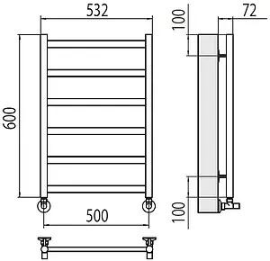 Полотенцесушитель водяной лесенка Terminus Аврора П6 500х600 полированная сталь 4670078529893, 2