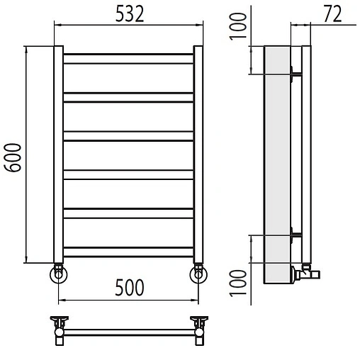 Полотенцесушитель водяной лесенка Terminus Аврора П6 500х600 полированная сталь 4670078529893