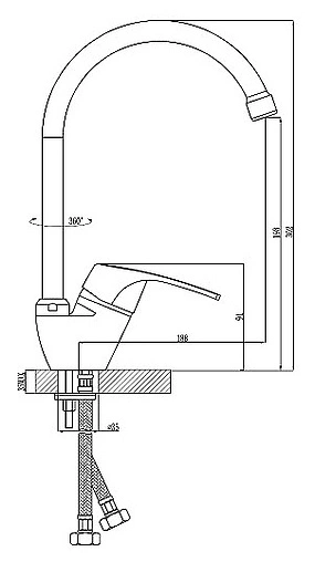 Смеситель для кухни Rossinka хром D40-23 Смеситель для кухни Rossinka хром D40-23