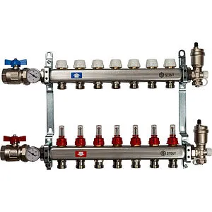 Группа коллекторная с расходомерами 7 отводов 1&quot;в/в x ¾&quot;ек Stout SMS 0907 000007, 1