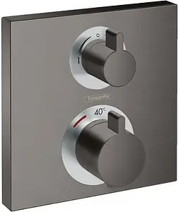 Термостат для 2 потребителей Hansgrohe Ecostat Square шлифованный чёрный хром 15714340 Термостат для 2 потребителей Hansgrohe Ecostat Square шлифованный чёрный хром 15714340, 1