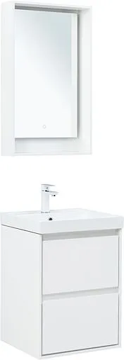 Тумба-умывальник подвесная Aquanet Милан 50 белый глянец 00336366+00303190