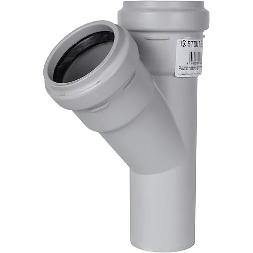 Тройник внутренний бесшумный D=58x58мм Угол 45° Stout SKB-0015-585845