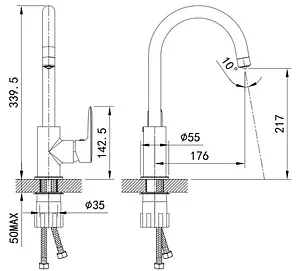 Смеситель для кухни с подключением к фильтру IDDIS Cuba хром CUBSBFJi05, 2