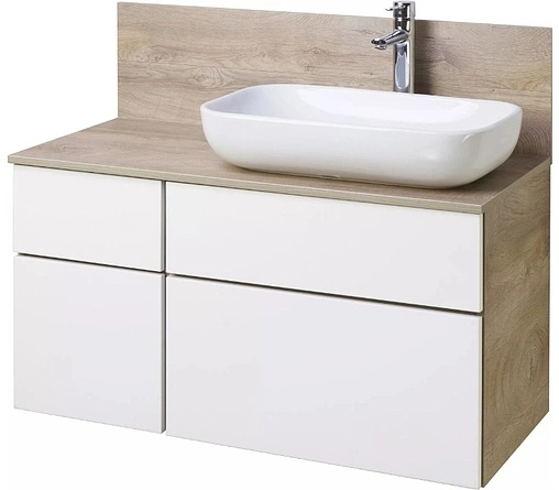 Тумба-умывальник подвесная Aquaton Мишель 100 белый/дуб эндгрейн 1A244101MIX40+