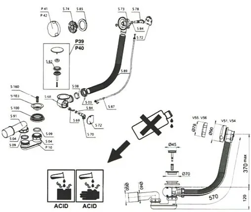 Слив-перелив для ванны Berges хром 051009 Слив-перелив для ванны Berges хром 051009