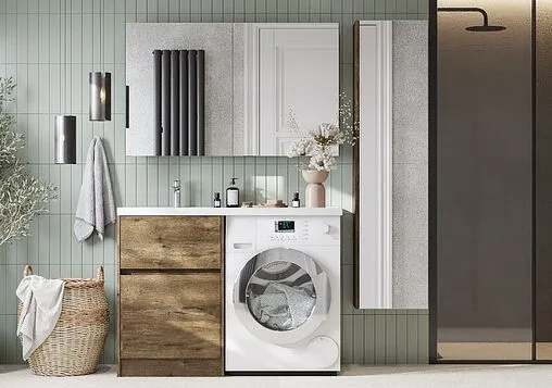 Тумба-умывальник напольная над стиральной машиной Aquaton Лондри 120 L дуб рустикальный 1A2669K1LHDR0+