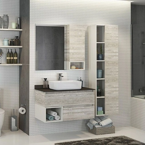 Шкаф-пенал подвесной Comforty Прага 45 дуб белый/белый 00004136272CF