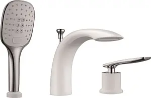 Смеситель на борт ванны на 3 отверстия Timo Helmi белый/хром 4010/00-16Y Смеситель на борт ванны на 3 отверстия Timo Helmi белый/хром 4010/00-16Y, 1