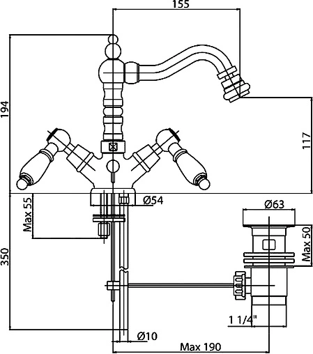 Смеситель для биде Cezares First хром/белый FIRST-BS2-01-Bi Смеситель для биде Cezares First хром/белый FIRST-BS2-01-Bi