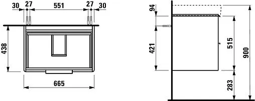 Тумба-умывальник подвесной Laufen Base 70 белый матовый 4.0233.2.110.260.1+8.1096.7.000.104.1