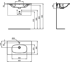 Раковина Ideal Standard Tesi 80 черный матовый T3509V3 Раковина Ideal Standard Tesi 80 черный матовый T3509V3, 2