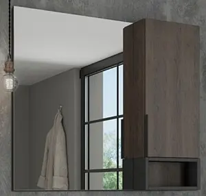 Шкаф-зеркало Comforty Франкфурт 90 дуб шоколадно-коричневый 00004150529CF, 1