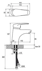 Смеситель для раковины Ravak Neo хром X070023 Смеситель для раковины Ravak Neo хром X070023, 2