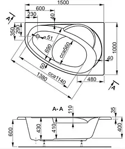 Ванна акриловая Vagnerplast Flora 150x100 R VPBA151FLA3PX-04, 2