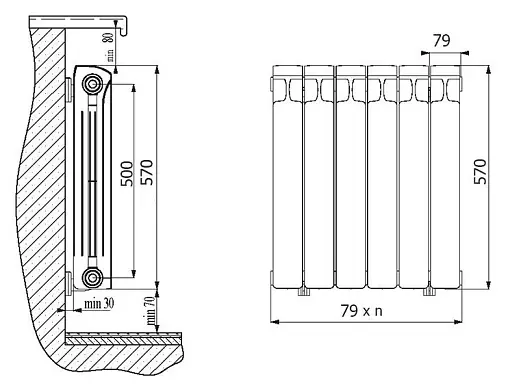 Радиатор биметаллический 11 секций Rifar Base 500 RB50011