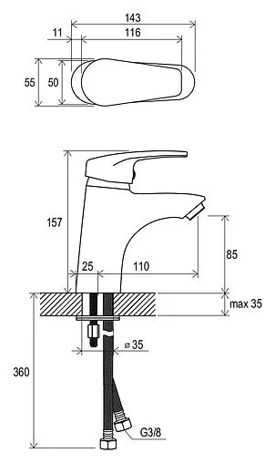 Смеситель для раковины Ravak Neo хром X070023 Смеситель для раковины Ravak Neo хром X070023