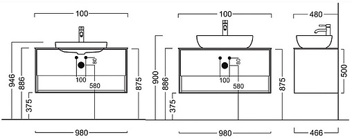 Тумба под умывальник подвесная Kerama Marazzi Plaza Modern 100 белый/дуб орегон PL.M.100.1\WHT