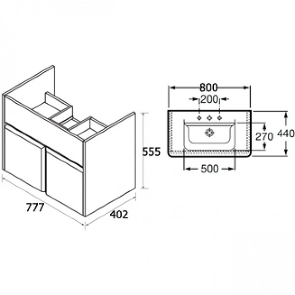Тумба под умывальник подвесная Roca UP 80 белый глянец ZRU9303012