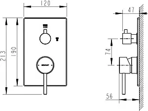 Смеситель для ванны скрытого монтажа Bravat Arc хром P69193C-2, 2