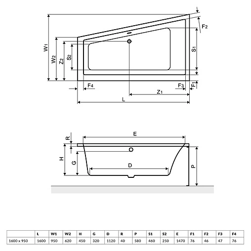 Ванна акриловая Excellent M-Sfera 160x95 L WAEX.MSL16WH
