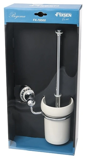 Ёршик для унитаза Fixsen Bogema хром/белый с рисунком FX-78513