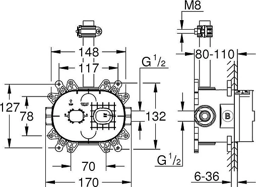 Скрытая часть для верхнего душа Grohe Rainshower 360 26264001