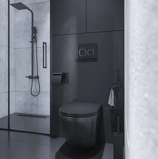 Клавиша смыва для унитаза IDDIS Uniglass UNG01BCi77 стекло/черный, кольца/хром глянцевый