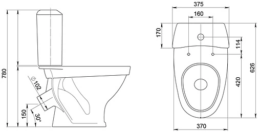 Унитаз-компакт Santeri Вест крап на белом 1.P201.8.S01.00B.F