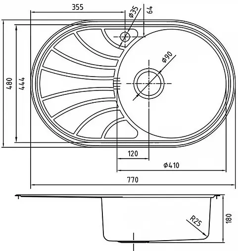 Мойка кухонная IDDIS Suno 77 R хром SUN77SRi77K