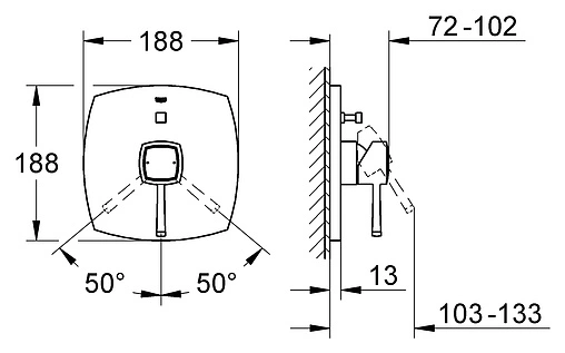 Смеситель для ванны скрытого монтажа Grohe Grandera хром/золото 19920IG0
