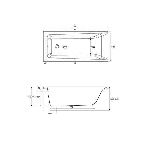 Ванна акриловая Cersanit Lorena 150x70 64531