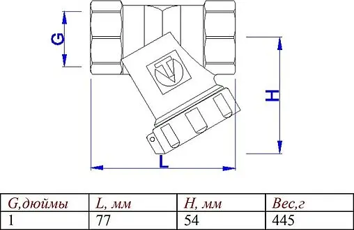 Фильтр угловой сетчатый 1"в x 1"в Valtec VT.193.N.06 Фильтр угловой сетчатый 1"в x 1"в Valtec VT.193.N.06