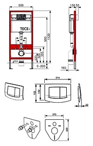 Инсталляция для подвесного унитаза Set 4 в 1 TECEbase kit 9400005 с кнопкой TECEambia хром Инсталляция для подвесного унитаза Set 4 в 1 TECEbase kit 9400005 с кнопкой TECEambia хром, 2